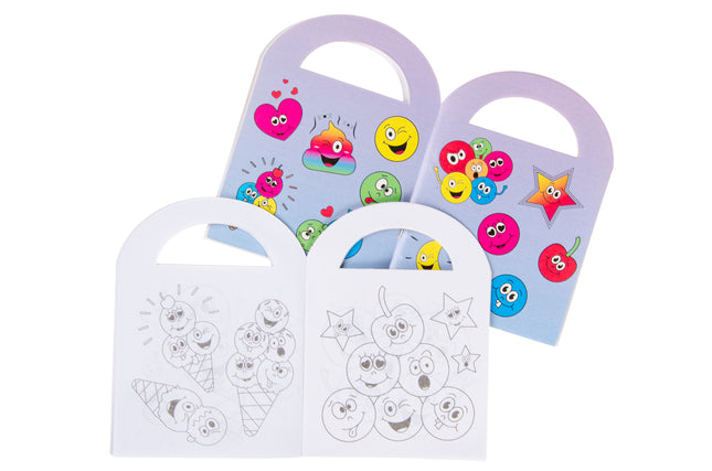 Emoji Face Sticker & Colouring Books With Handles - 6 Pack