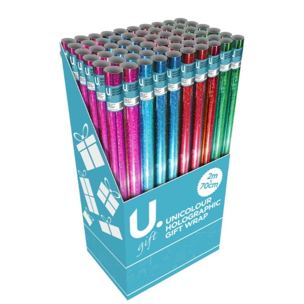 Coloured Holographic 200cm x 70cm Giftwrap Roll