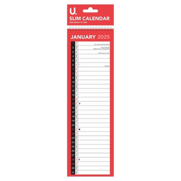 Slim Calendar 2025-2026 - Assorted Planner Organiser Schedule