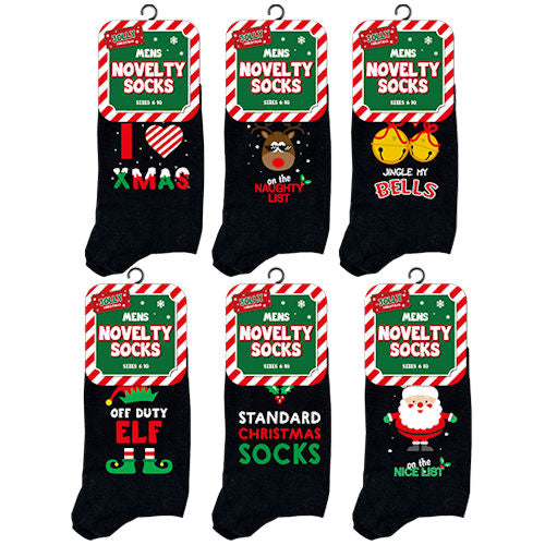 Mens Novelty Christmas Socks 6-10 Single - Assorted
