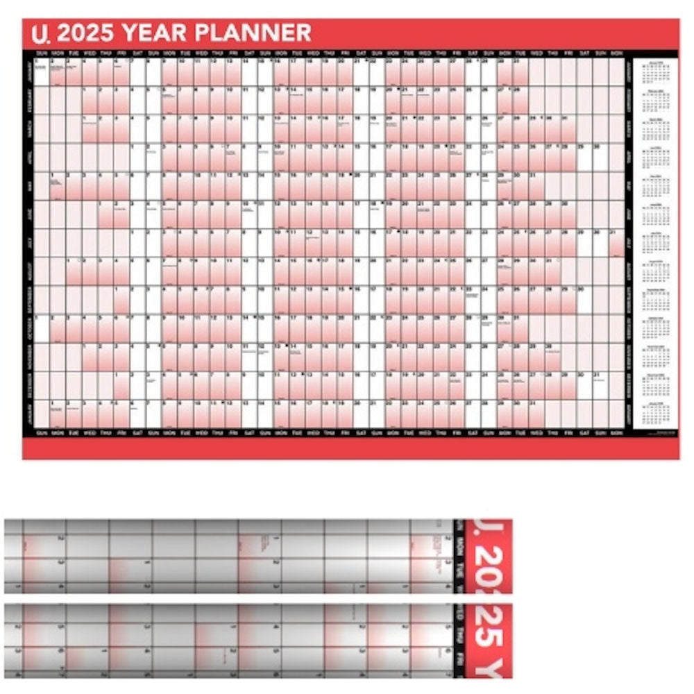 Full Year Wall Planner Calendar 2025-2026 - Assorted Planner Organiser Schedule