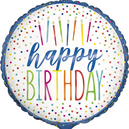 Happy Birthday Candle 18" Round Foil Balloon