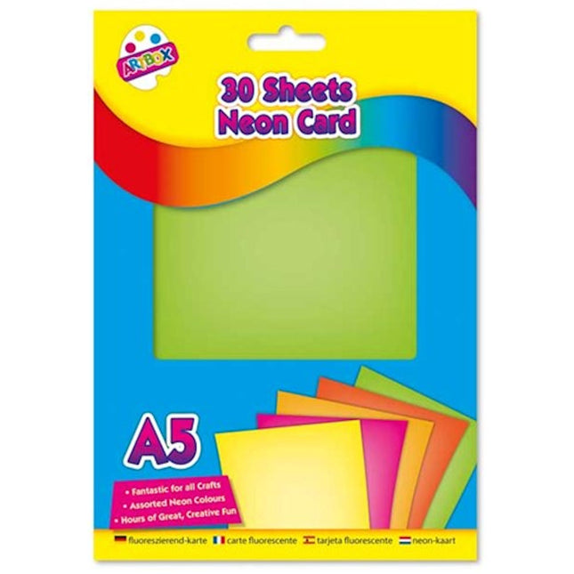 30 Neon A5 Card Sheets