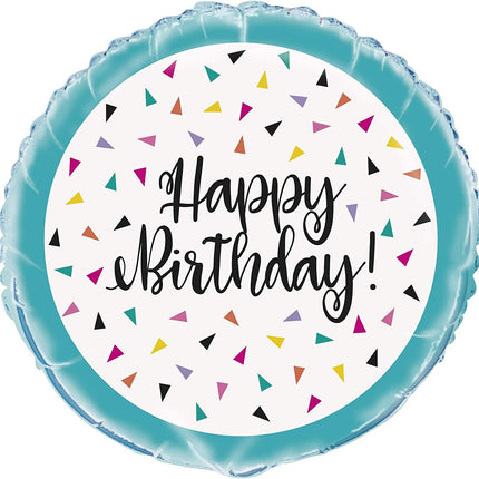 Happy Birthday Confetti 18" Round Foil Balloon