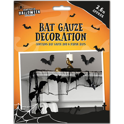 Halloween Bat Gauze With Bats Decoration - 2.6m