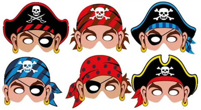 Cardboard Pirate Masks - 12 Pack