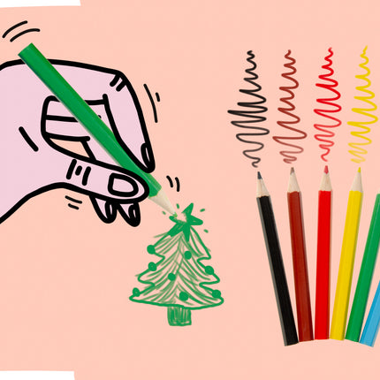 Christmas Halfsize Colouring Pencils - 6 Pack