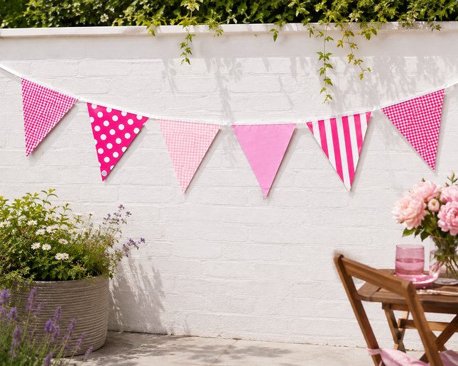 Pink Spots & Stripes 10m Triangle Bunting