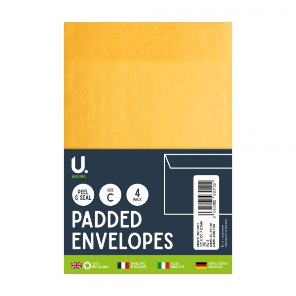 4 Size C Padded Envelopes