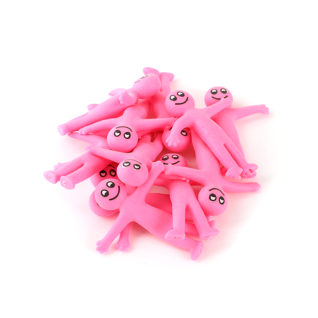 12 Pink Stretchy Smiley Men