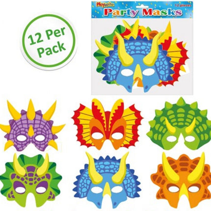 Cardboard Dinosaur Masks - 12 Pack