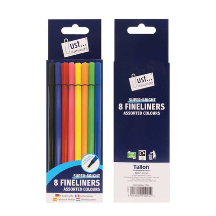 8 Coloured Fineliner Pens
