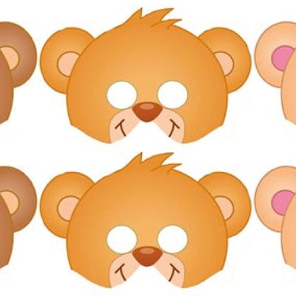 Cardboard Teddy Bear Masks - 12 Pack