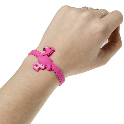 Adjustable Pink Flamingo Rubber Bracelets - 6 Pack