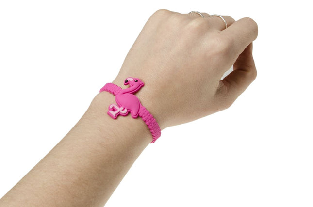 Adjustable Pink Flamingo Rubber Bracelets - 6 Pack