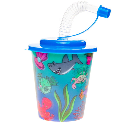Sea Animal Reusable Plastic 3D Cup & Straw - Single