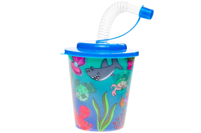 Sea Animal Reusable Plastic 3D Cup & Straw - Single