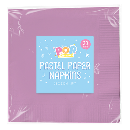 Purple Pastel Paper Napkins 2ply - 30 Pack