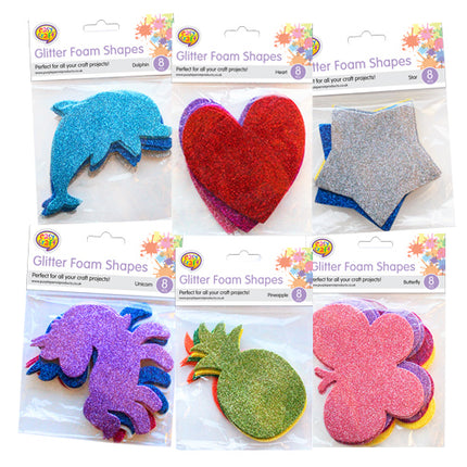 Glitter Foam Shapes - 8 Pack