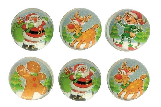 6 Christmas 35mm Bouncy Balls