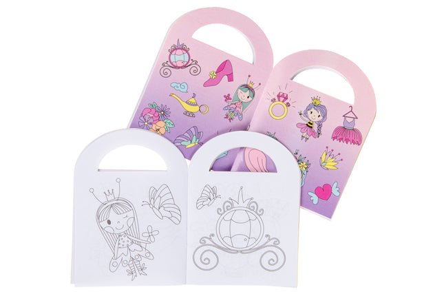 Princess Sticker & Colouring Books With Handles - 6 Pack