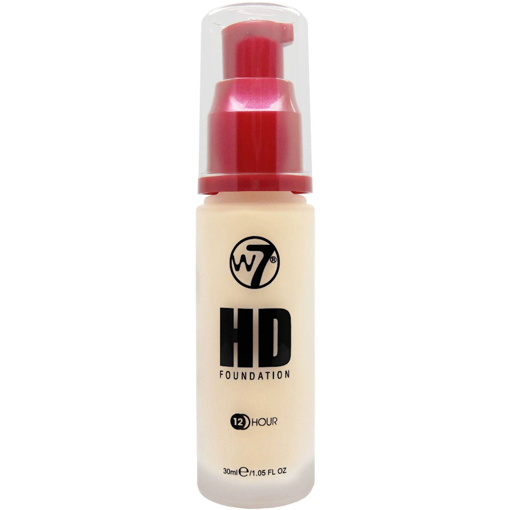 W7 Cosmetics HD Foundation Porcelain - Liquid Pump Face Buildable Smooth Application