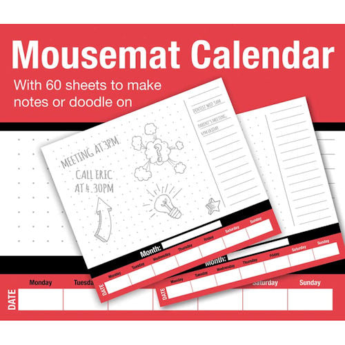 WTV Mouse mat Pad Calendar - Things To Do Planner Organiser Schedule