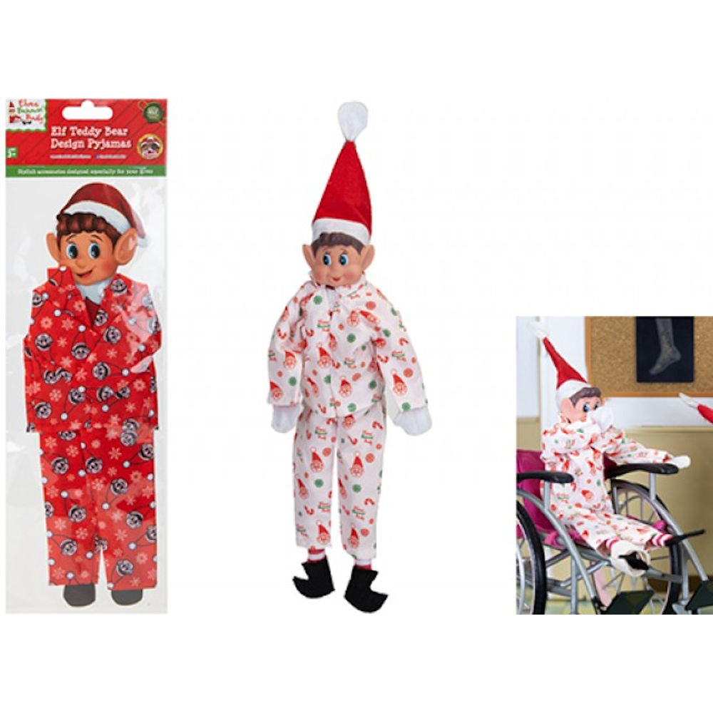 Elf Design Pyjamas Outfit For Elf - Red White Assorted Naughty Elves Christmas Pranks