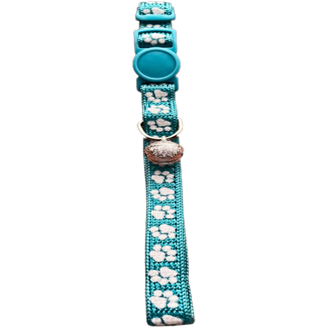 Paw Print Cat Collar - Blue