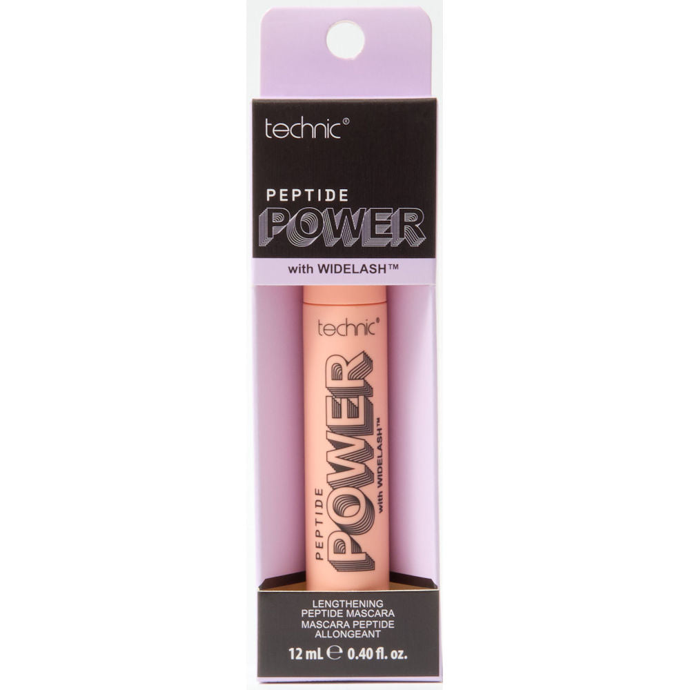 Technic Cosmetics Peptide Power Black Mascara - Volumising Lengthening Long-Lasting Smudge-Proof Peptide-Enriched Formula