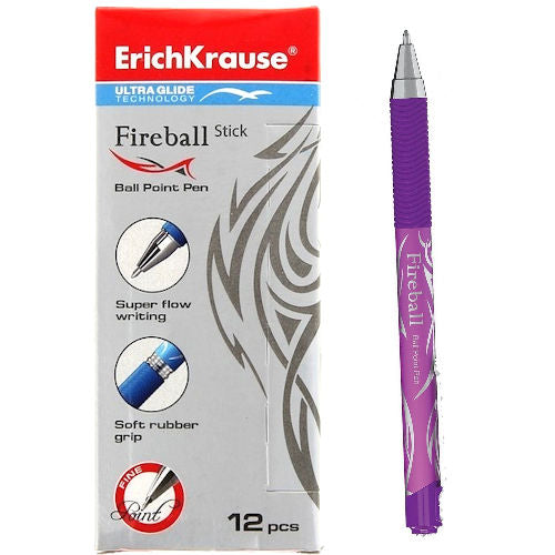 Fireball Stick Ballpoint Pens Violet - 12 Pack