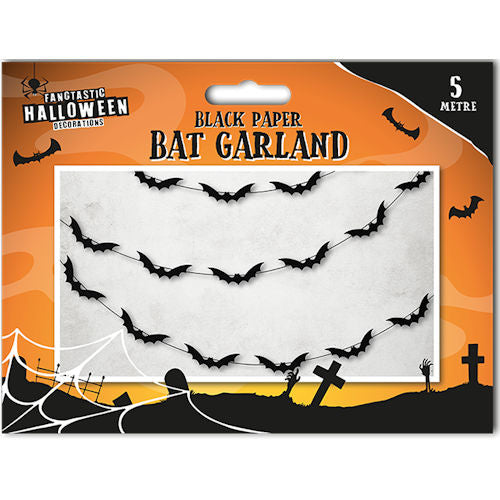 Halloween Bat Paper Garland - 5m Spooky Festive Haunted House Ghost Witch Decoration