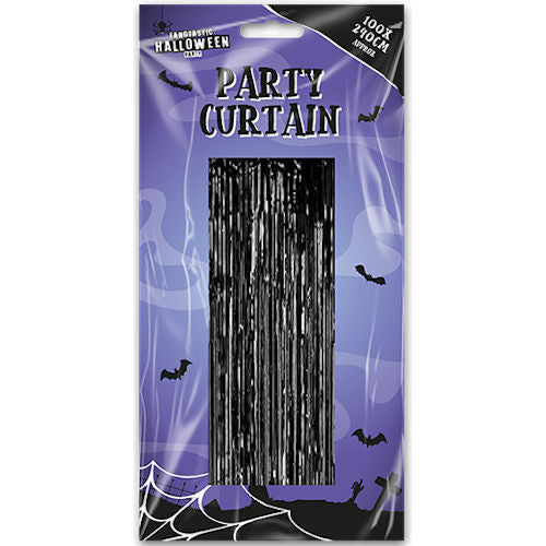 Halloween Black Party Curtain - 240cm x 100cm Festive Holiday Decoration Spooky Haunted House