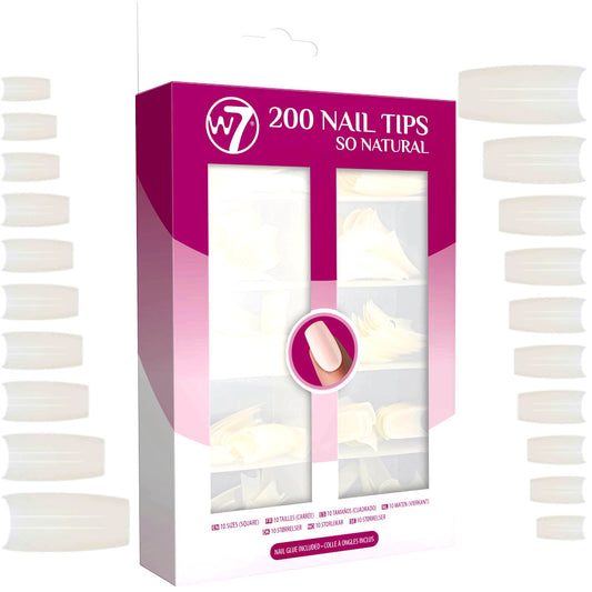 W7 Cosmetics 200 Acrylic Tips False Nails - Natural