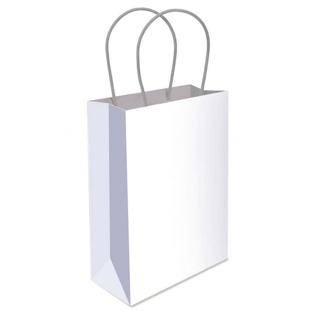 White Paper Handle Bags - 6 Pack
