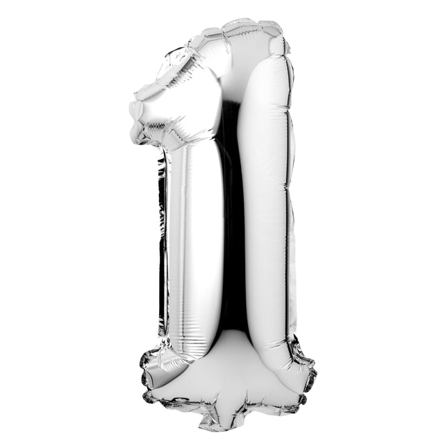 Large Silver Foil "Number 1" Balloon – 34 Inch