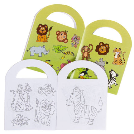Jungle Sticker & Colouring Books With Handles - 6 Pack