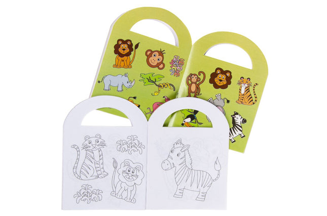 Jungle Sticker & Colouring Books With Handles - 6 Pack