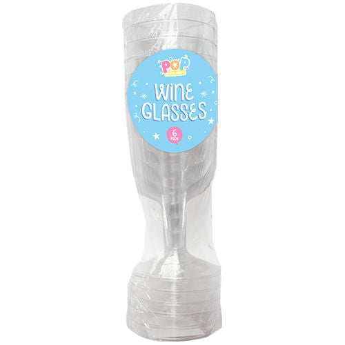 Disposable Plastic Wine Glasses - 6 Pack