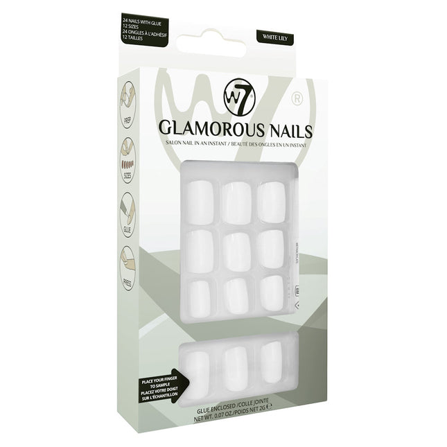 W7 Cosmetics Glamorous False Nails - White Lily