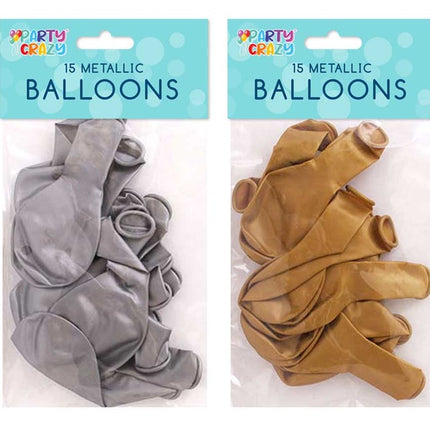 9" Metallic Round Balloons - 15 Pack