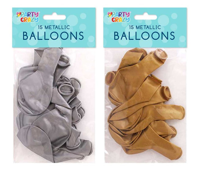 9" Metallic Round Balloons - 15 Pack