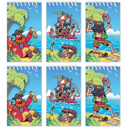 Mini Pirate Spiral Notebooks - 6 Pack
