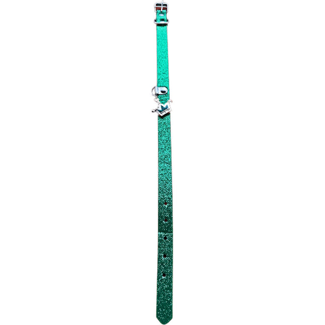Glitter Dog Collar With Crown - Green