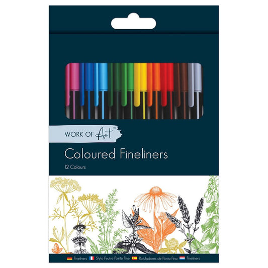 Coloured Fineliner Pens - 12 Pack