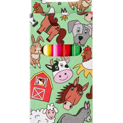 Farm Animal Halfsize Colouring Pencils - 6 Pack
