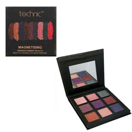 Technic Cosmetics 9 Colour Pressed Pigment Eyeshadow Palette Magnetising - Vibrant Pigmented Long-Lasting Blendable Shades Professional Makeup