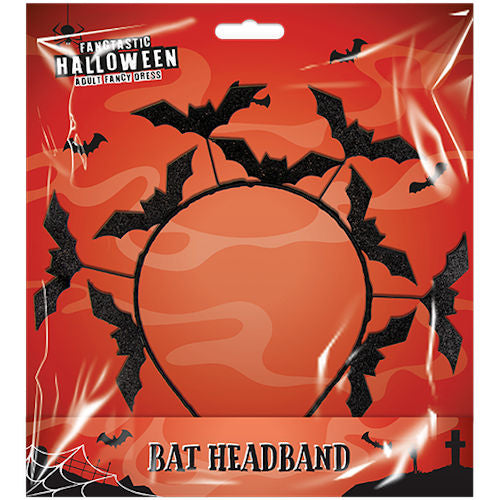 Halloween Black Glitter Bat Headband