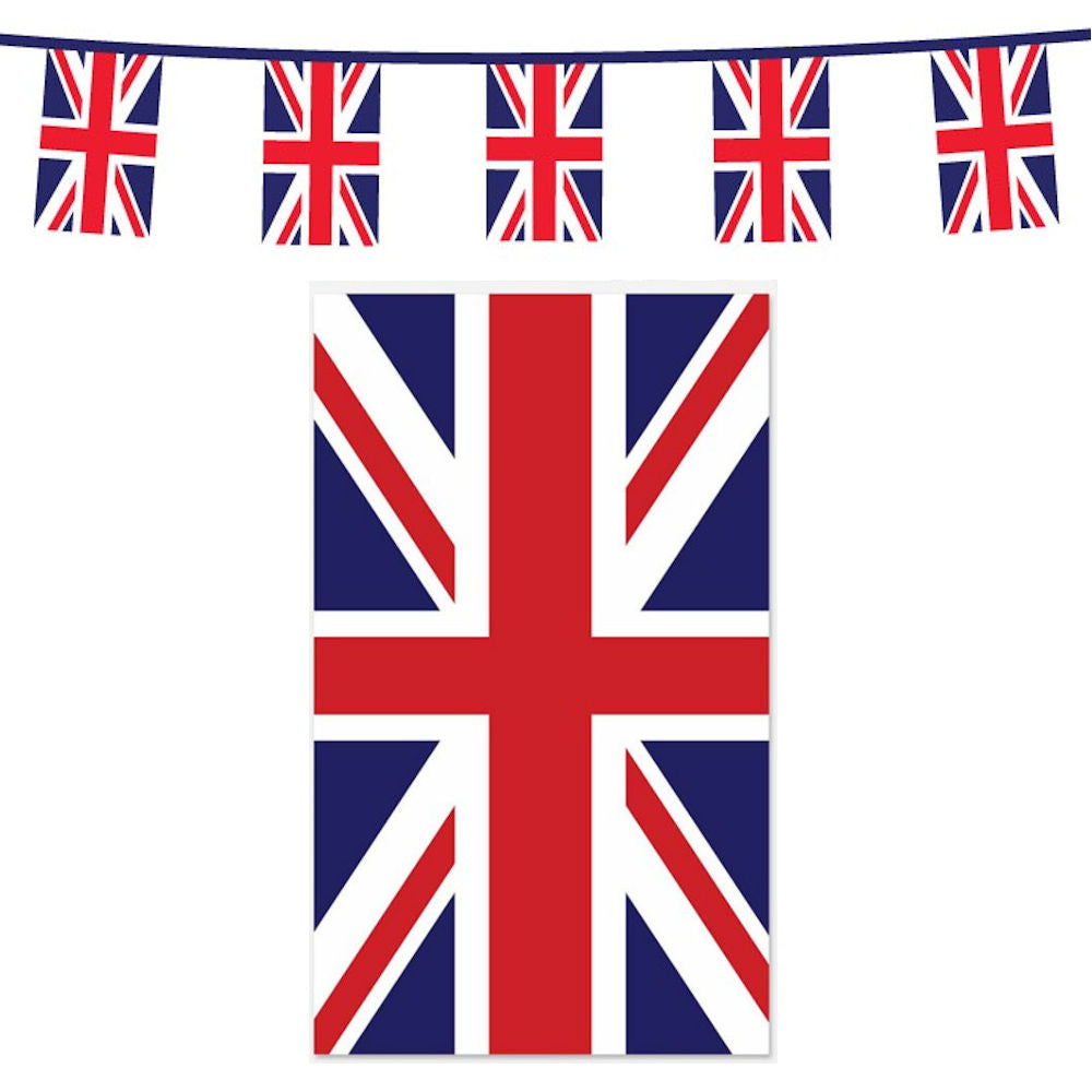 Union Jack Square Bunting - 6 Flags 3m British UK Patriotic Decoration