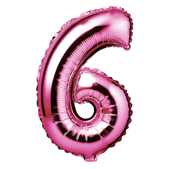 Large Pink Foil "Number 6" Balloon – 34 Inch